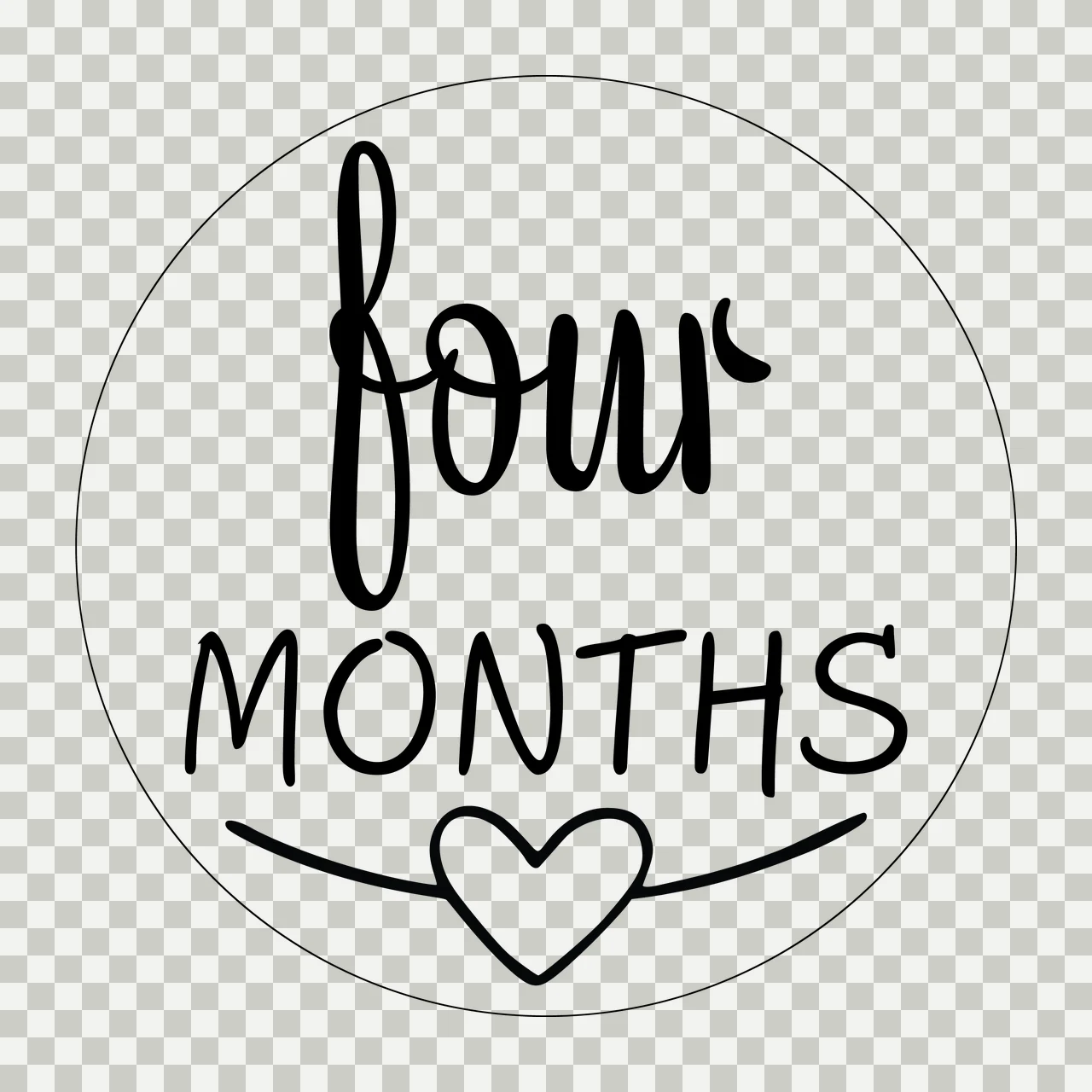 Four Months Round Circle Graphic With Text label Static heart transparency and detail preview thumbnail