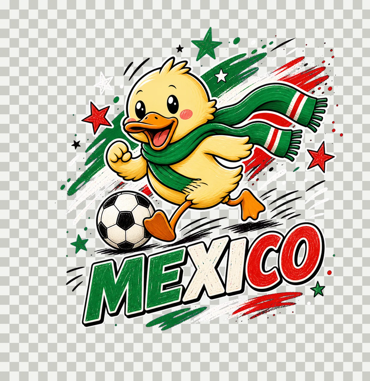Mexico Soccer Duck Fan sublimation instant shirt Variation B transparency and detail preview thumbnail