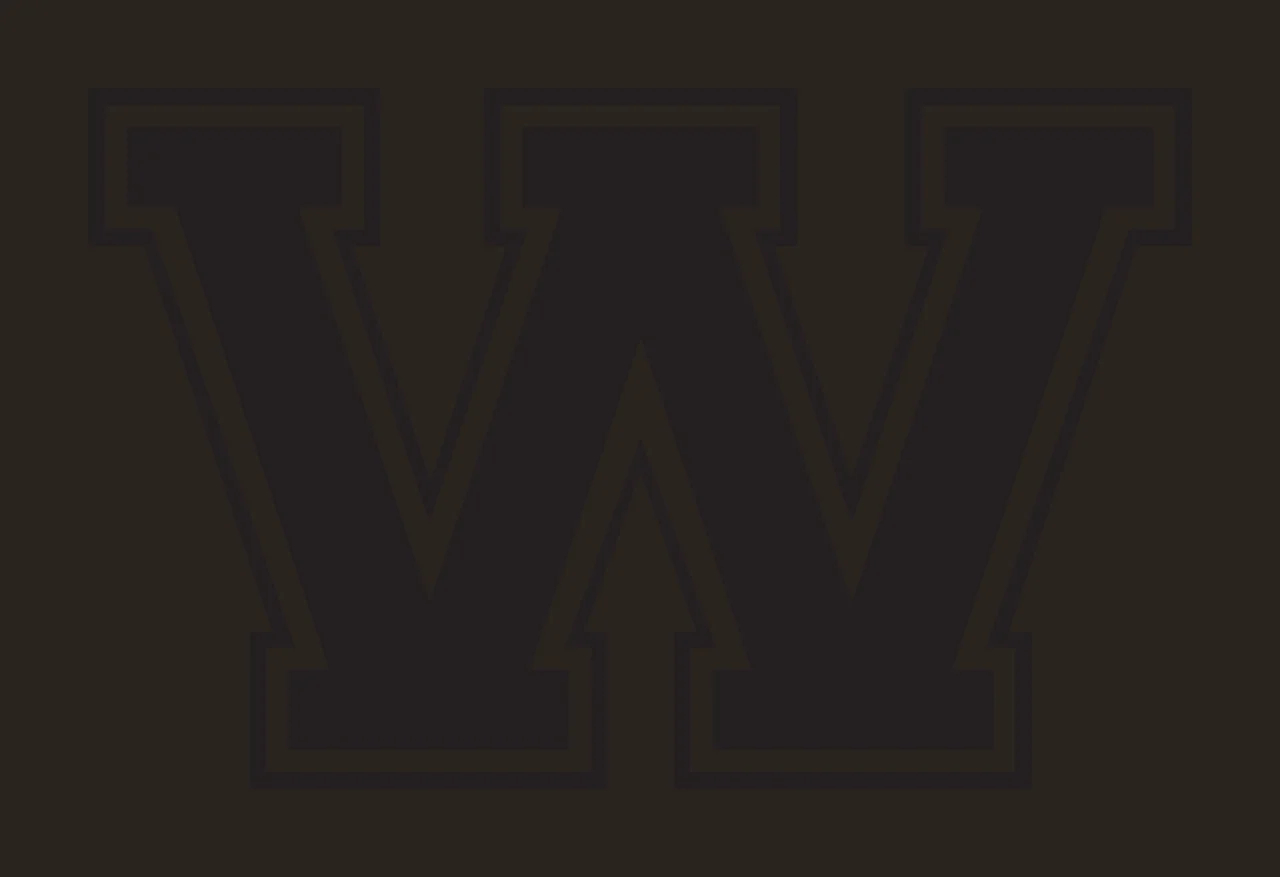 W Letter Design with slab serifs, double border and outline in black and white contrast preview thumbnail