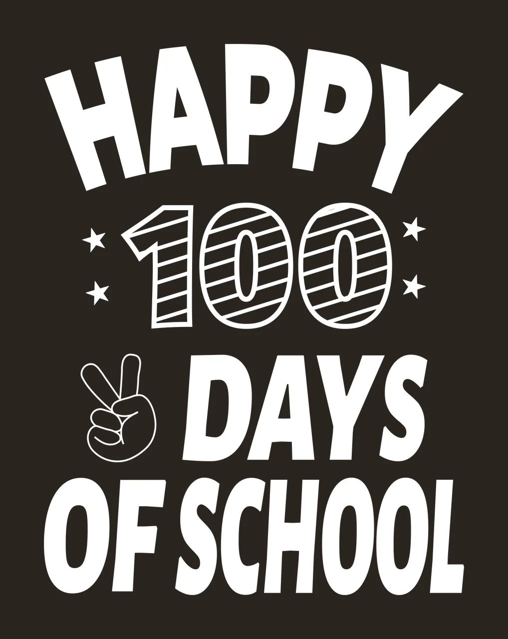 Happy 100 Days Of School Peace celebration text greeting hand sign contrast preview thumbnail