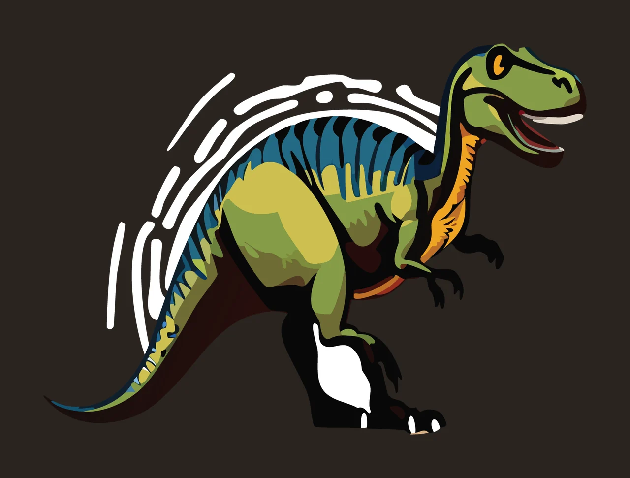 Dinosaur Tyrannosaurus Skeleton Silhouette Standing Profile jaw contrast preview thumbnail
