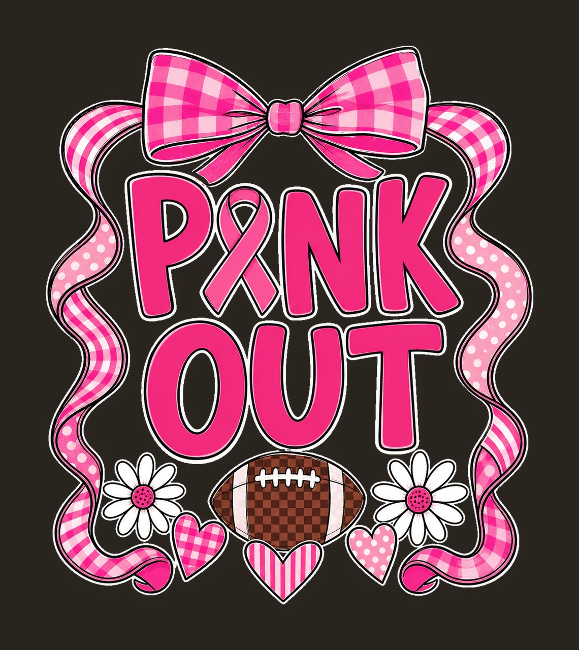 Preppy Football Pink Out Coquette Breast Cancer Variation D contrast preview thumbnail