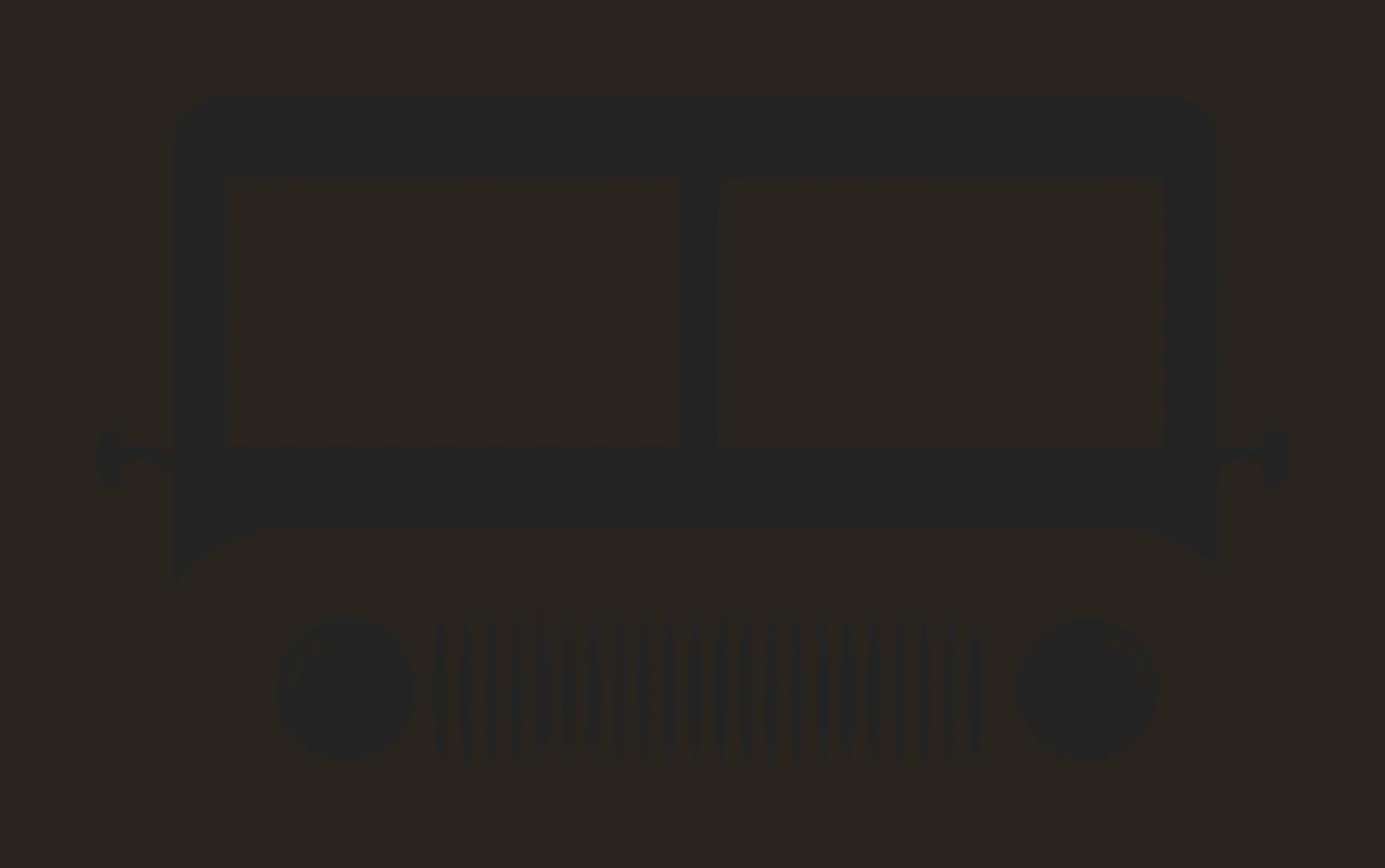 Bus front silhouette Illustration with black bus front, dual rectangular windows, vertical grille and two round headlights in white contrast preview thumbnail