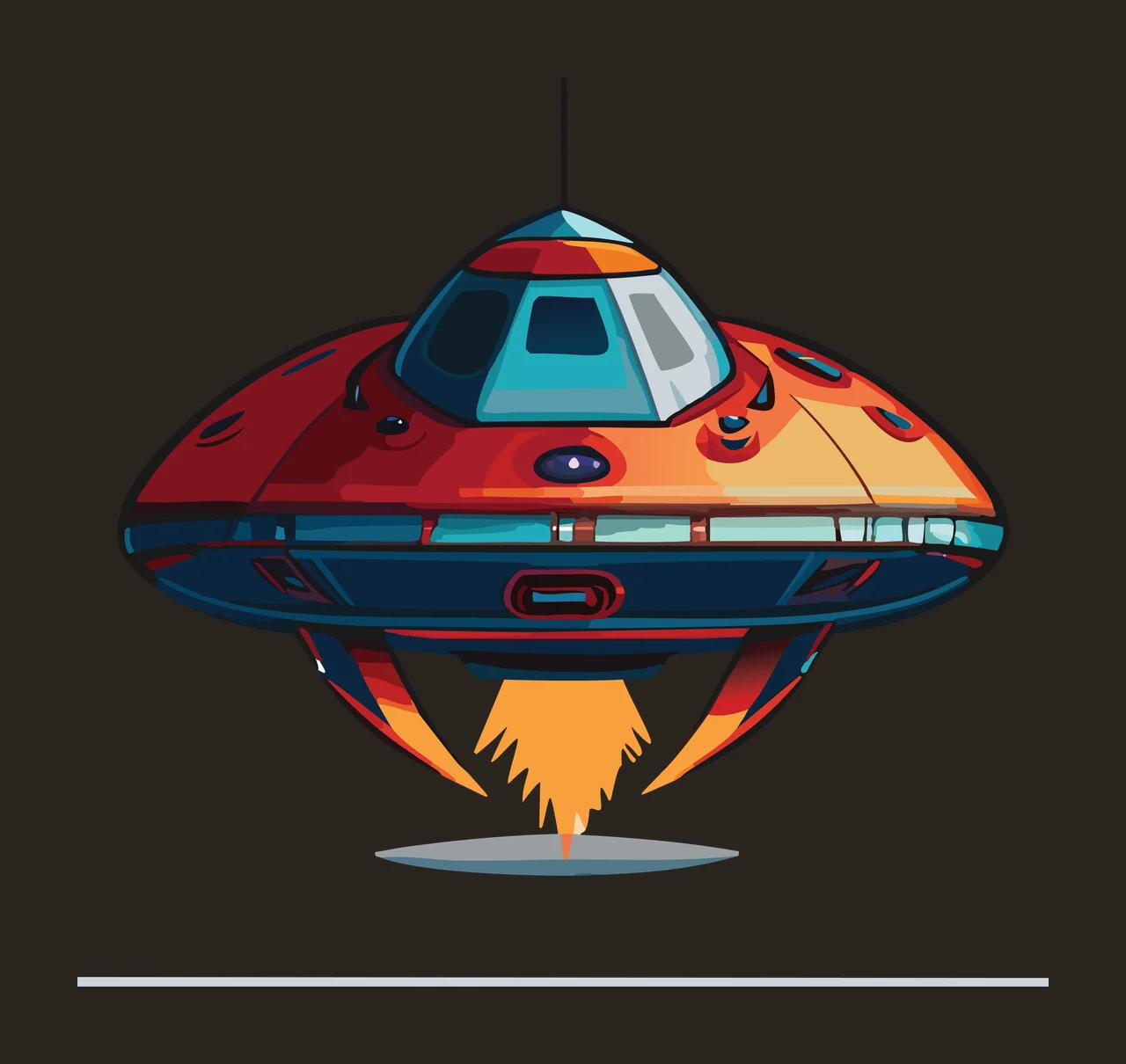 Space Vehicle With Exhaust Flames Flying spacecraft line Outline contrast preview thumbnail