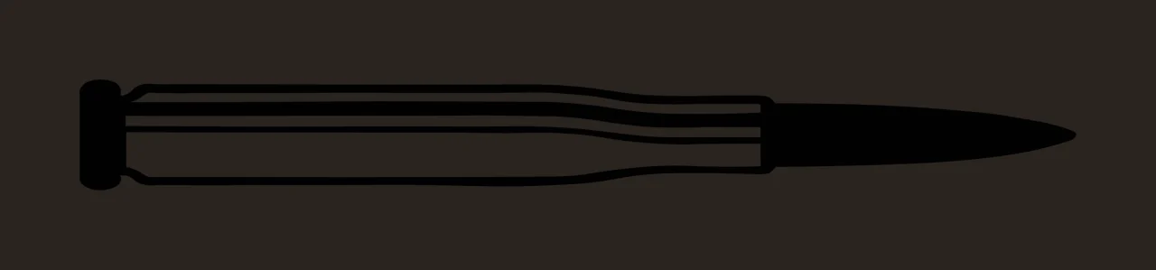 Horizontal Black Silhouette Of A Metal Firearm Cartridge resting contrast preview thumbnail