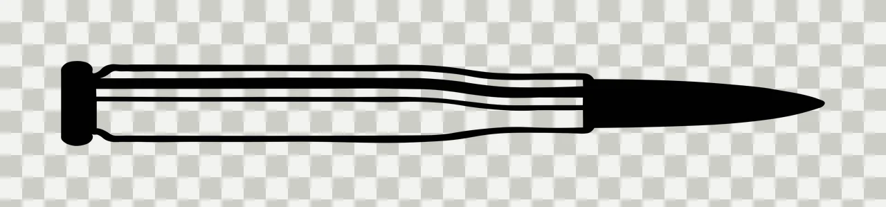 Horizontal Black Silhouette Of A Metal Firearm Cartridge resting transparency and detail preview thumbnail