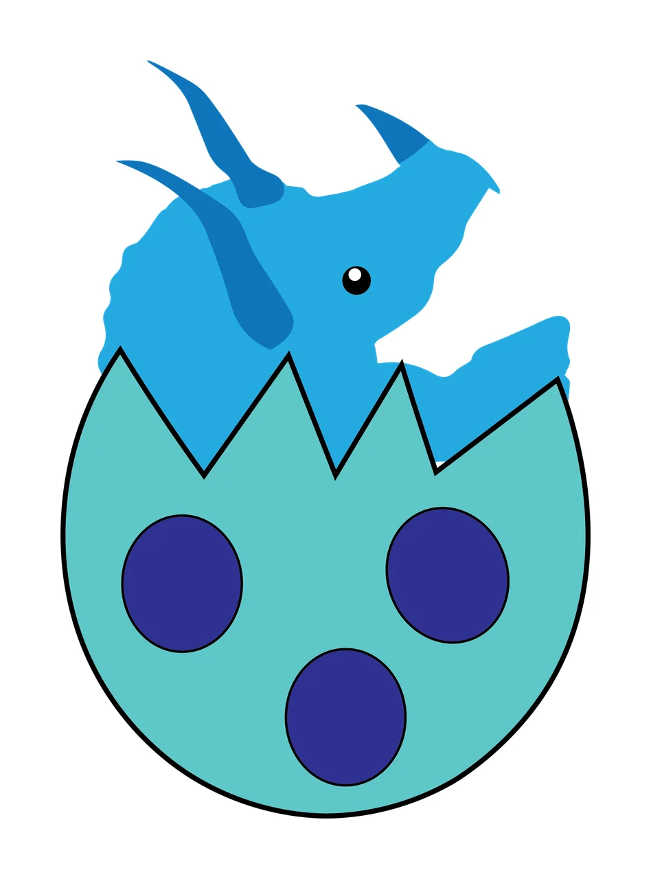 Dinosaur Horned Head Emerging From A Cracked Circular hatching
