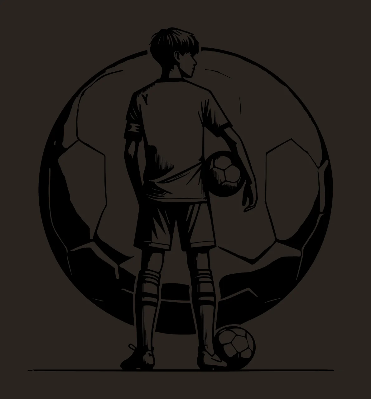 Soccer Ball Player Standing black white plain sport athlete contrast preview thumbnail