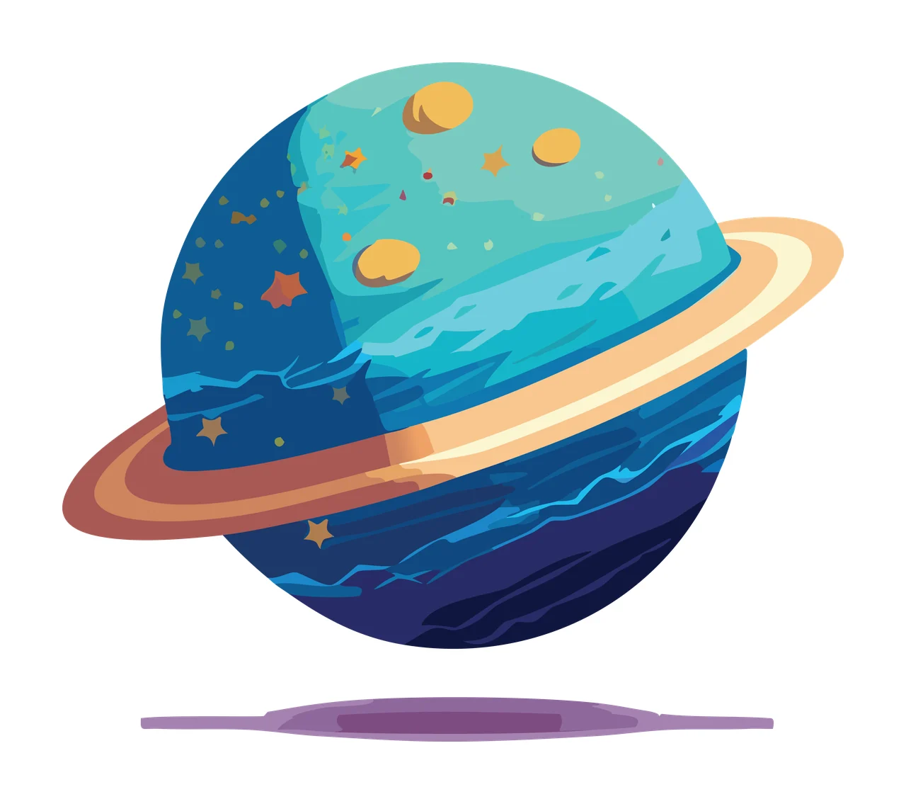 Space Black Circular Planetary Ring Graphic planet floating