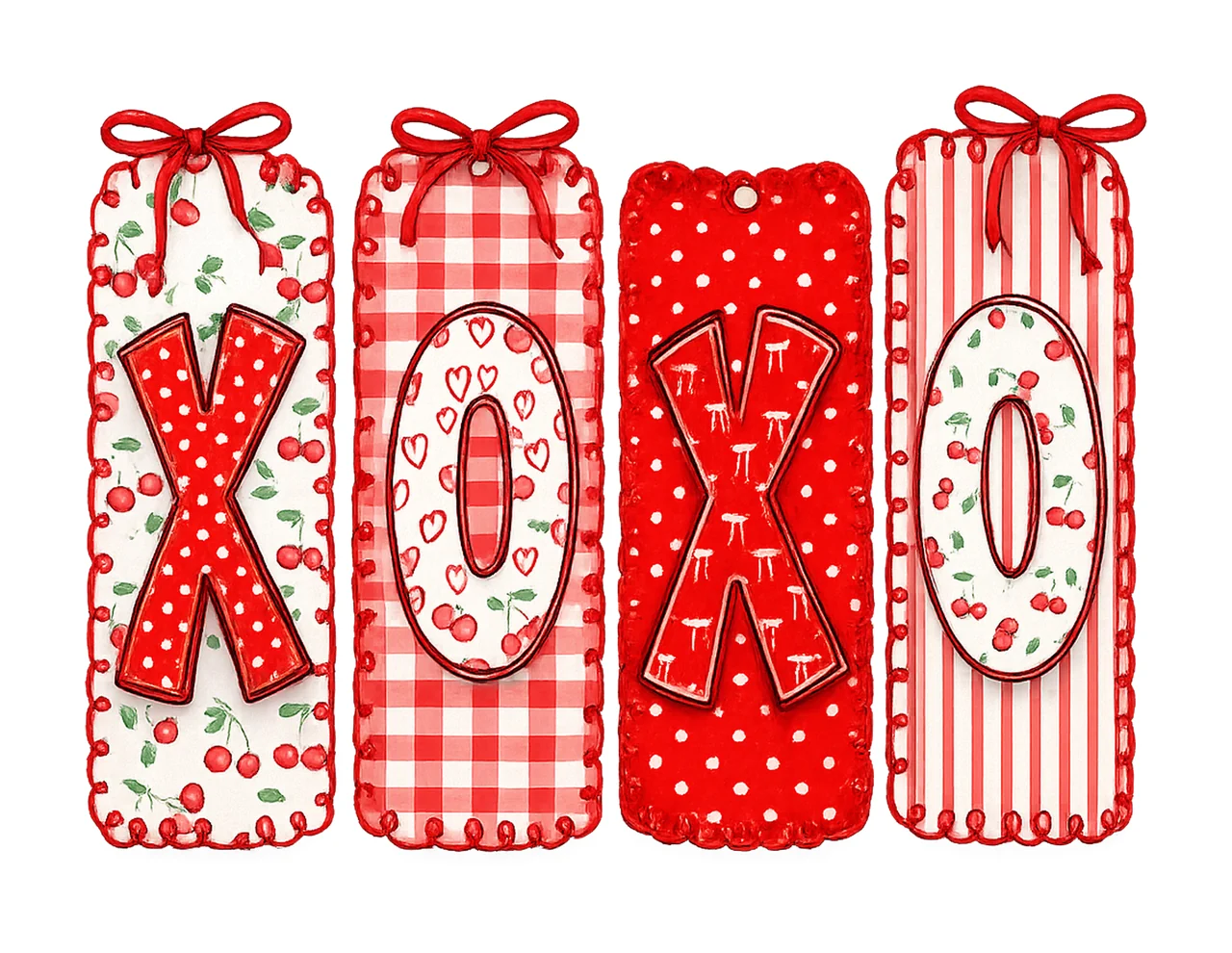 XOXO Preppy Coquette Bow Heart Valentines Day Cherries