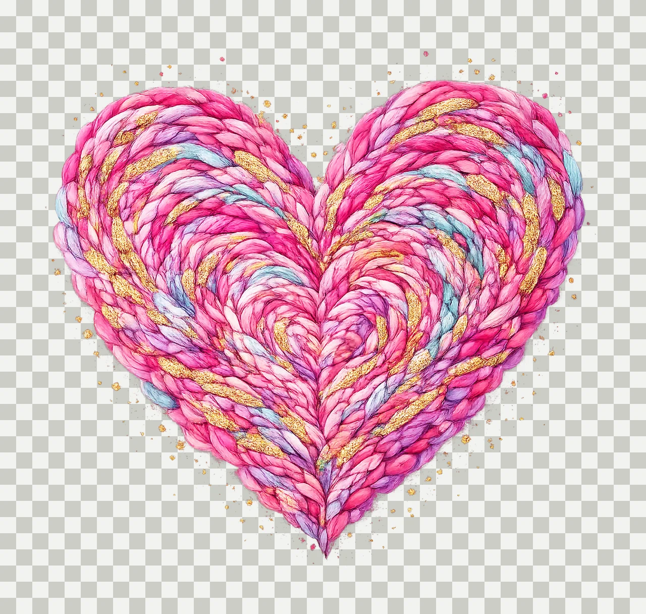 Latch Hook Yarn Crochet Valentines Day Heart Colorful Heart transparency and detail preview thumbnail