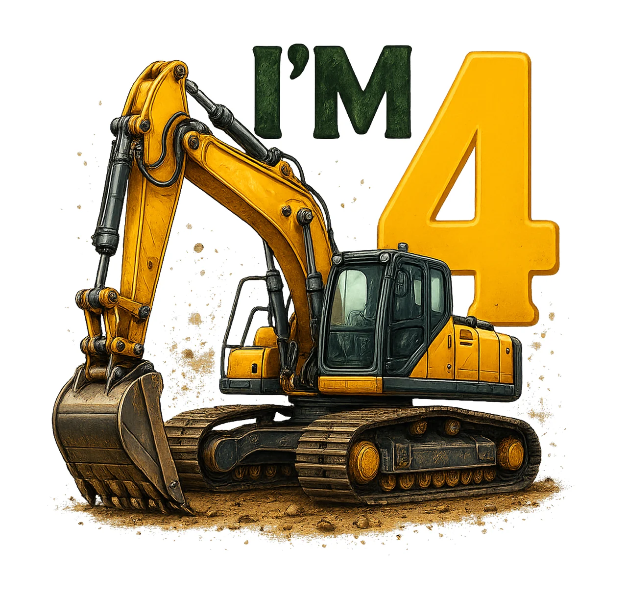 Im Excavator Sublimation Construction 4th Birthday Boy