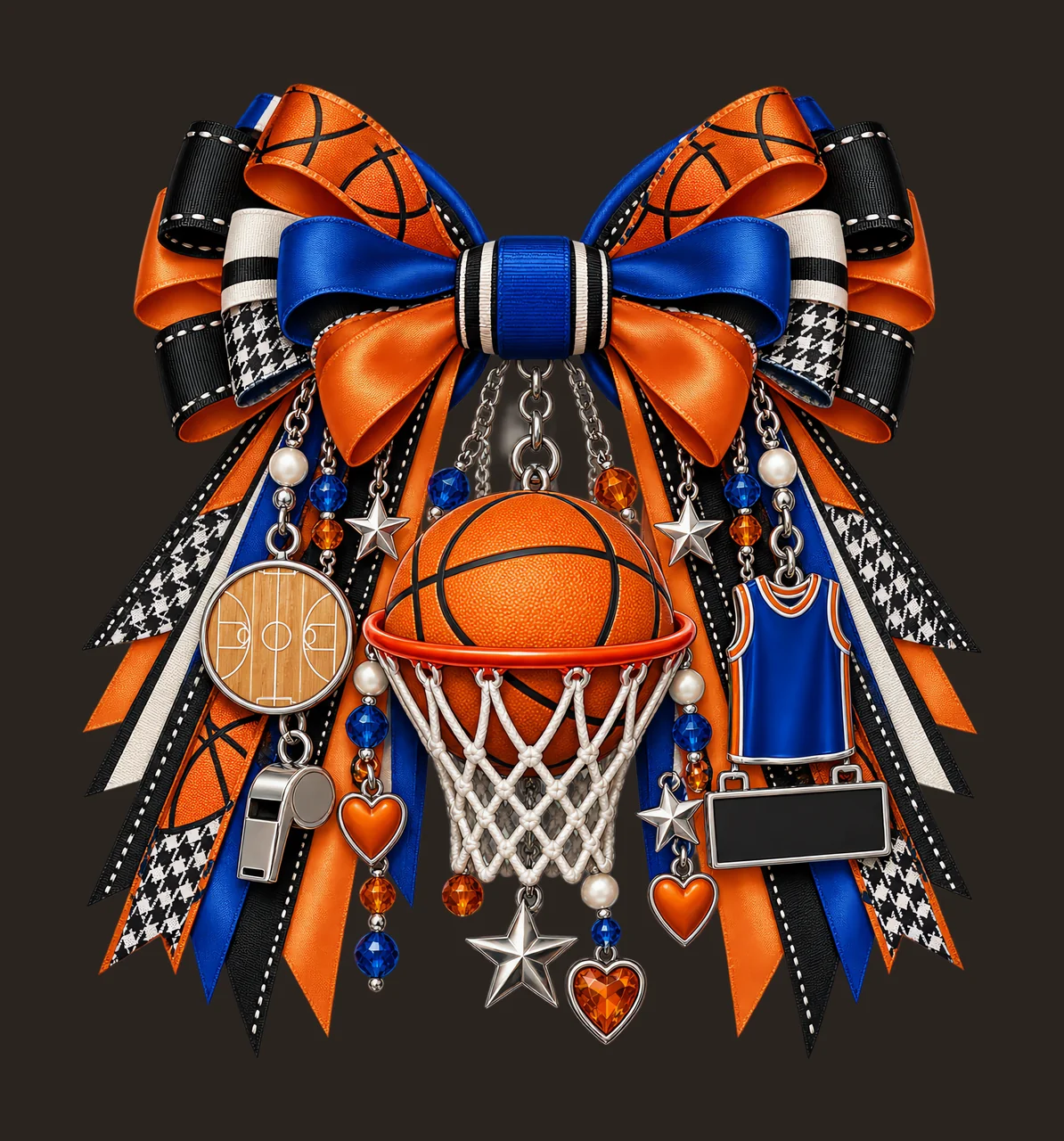 Basketball PNG, Basketball and Hoop Coquette Bow, No Text Sublimation Clipart, Transparent Digital Download contrast preview thumbnail