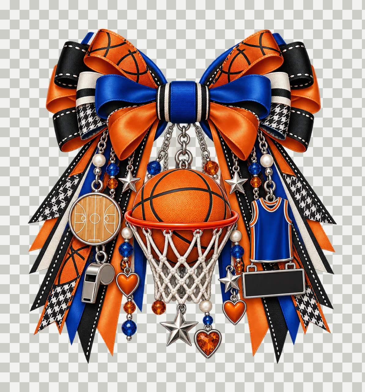 Basketball PNG, Basketball and Hoop Coquette Bow, No Text Sublimation Clipart, Transparent Digital Download transparency and detail preview thumbnail