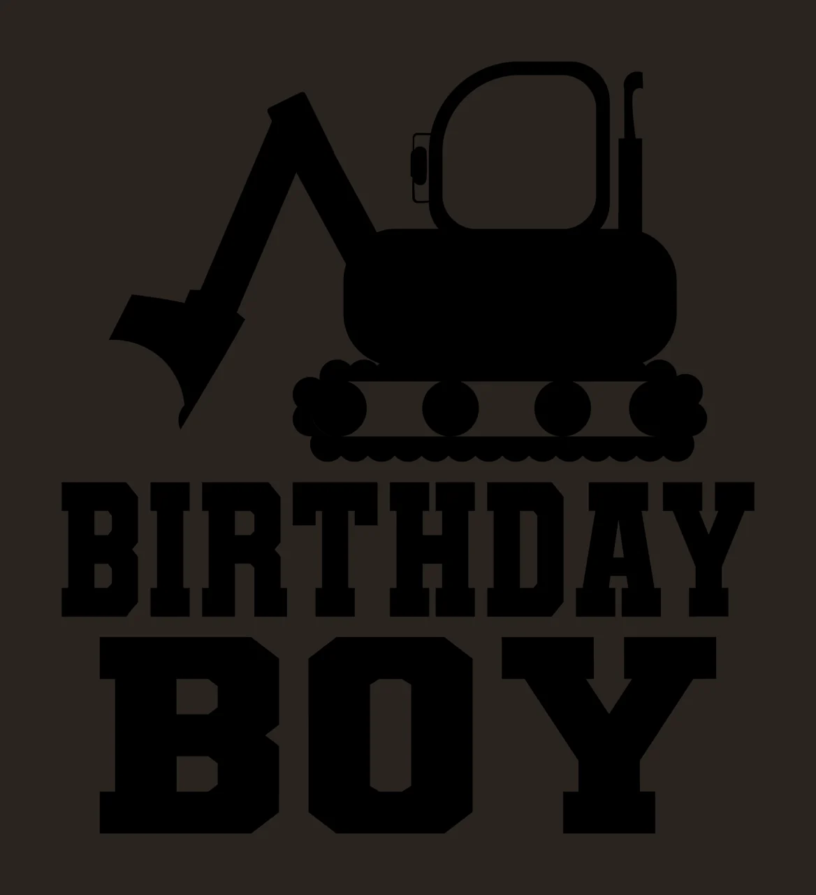 Construction Birthday Boy Text With Black Excavator Machine stationary contrast preview thumbnail
