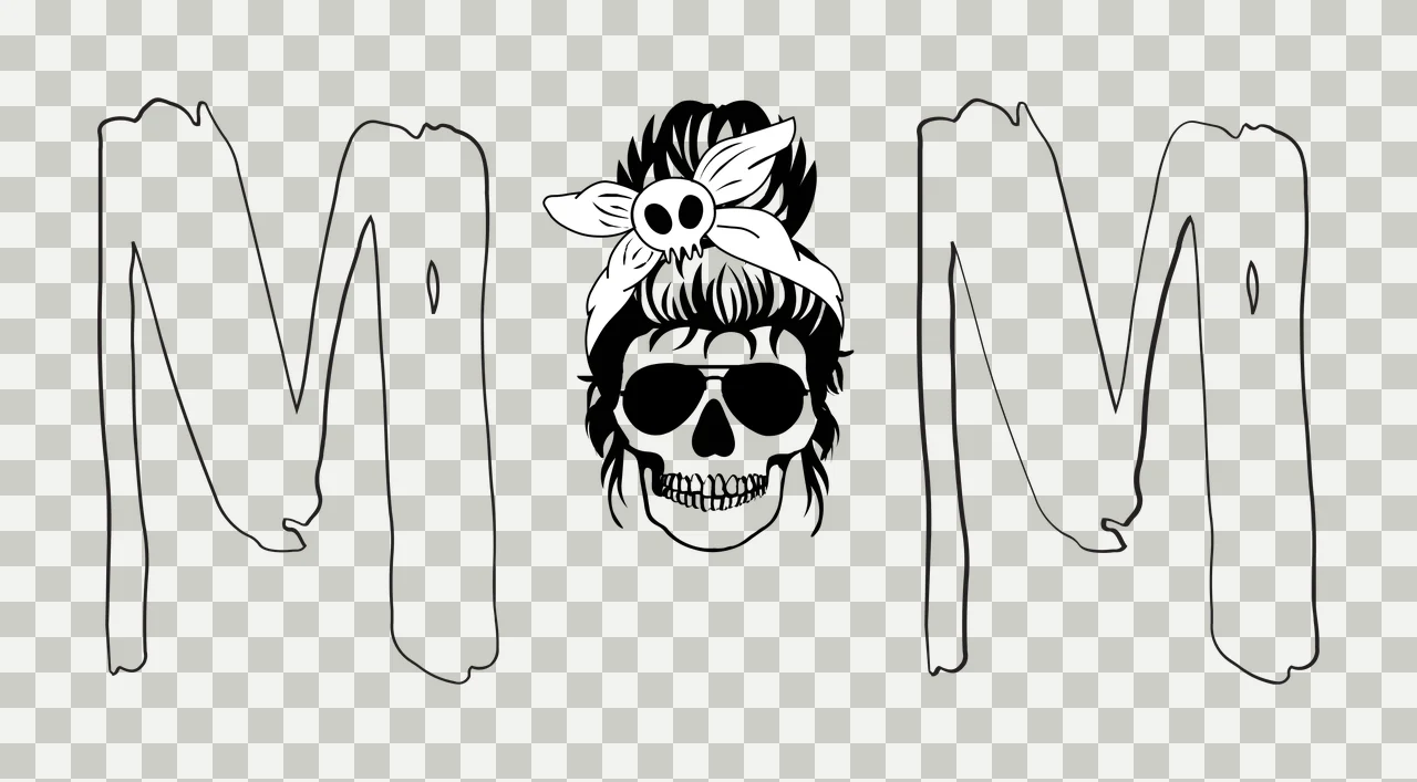 Keychain Mom Letters With Skull Graphic sunglasses headscarf transparency and detail preview thumbnail