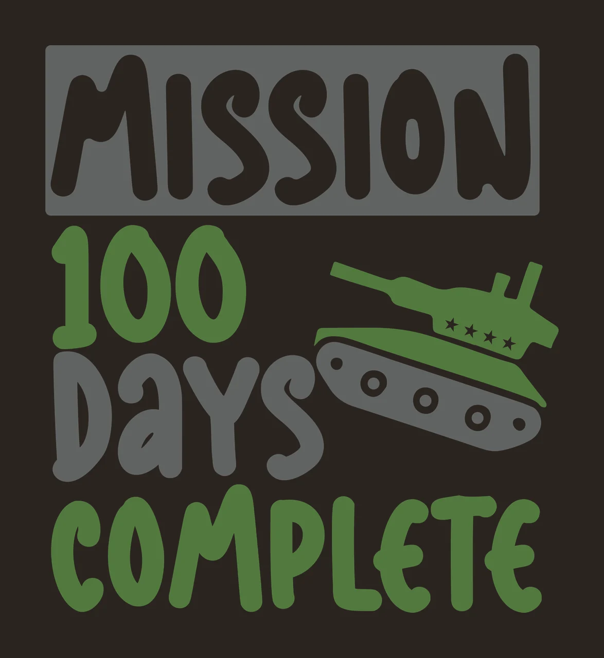 Mission 100 Days Complete Tank Graphic stars minimalist flat black and contrast preview thumbnail