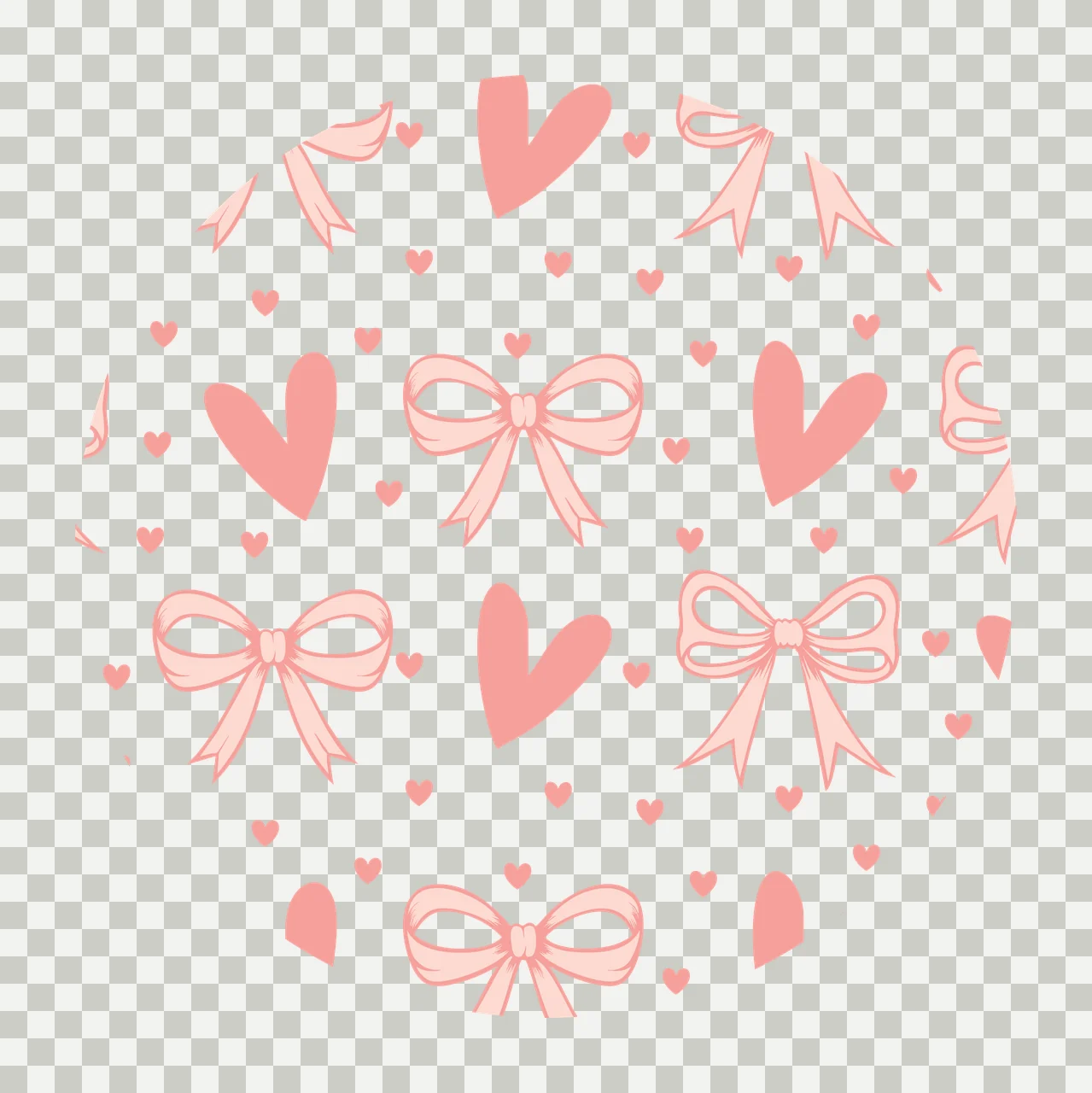 Bow Keychain Black Circle With Scattered Pattern bows hearts transparency and detail preview thumbnail