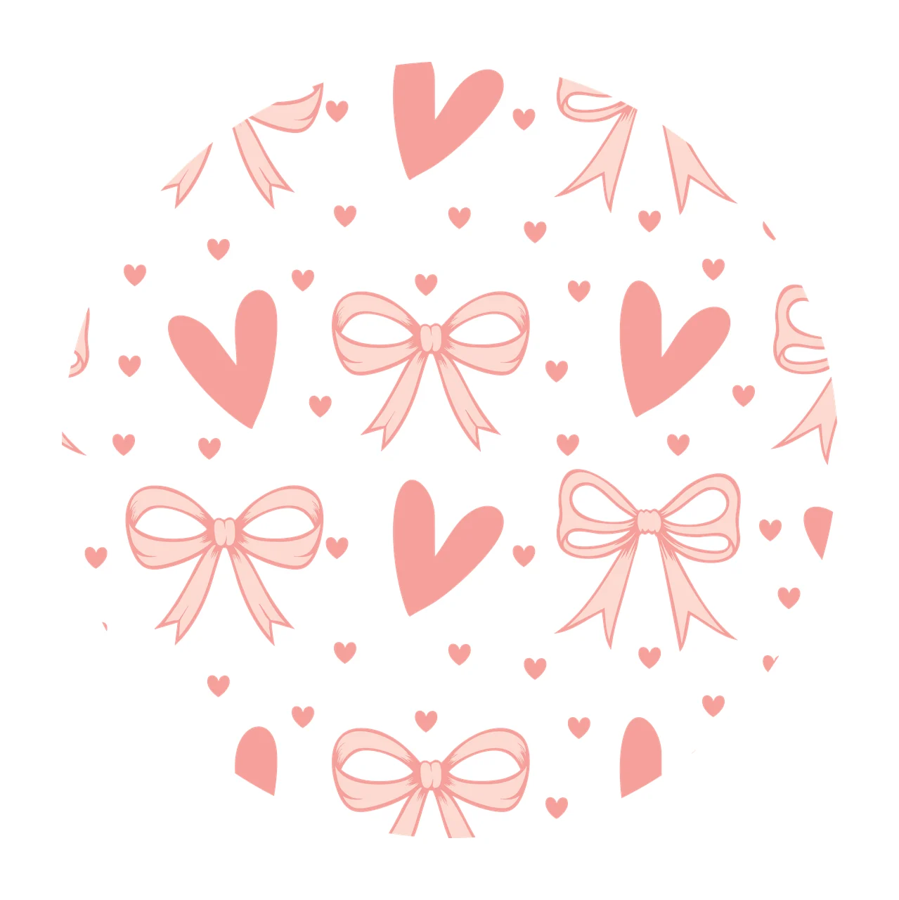 Bow Keychain Black Circle With Scattered Pattern bows hearts