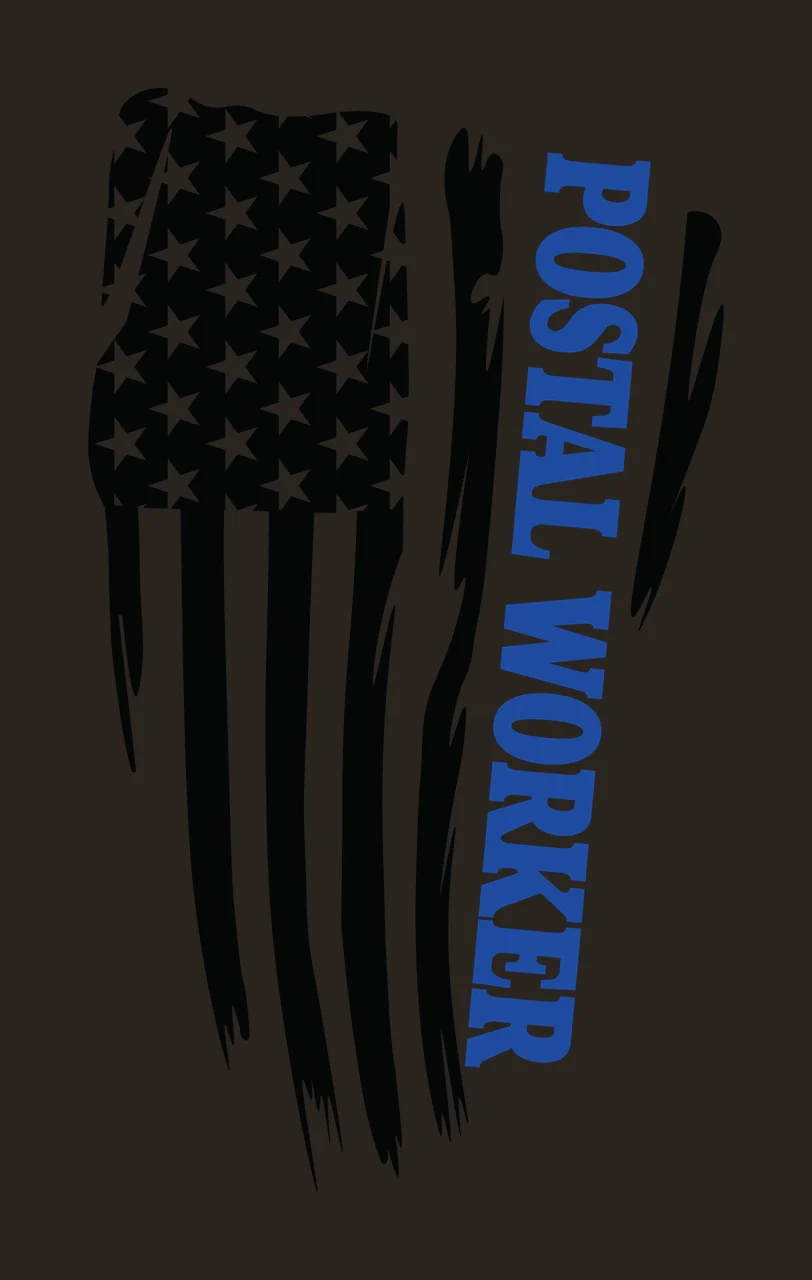 Postal Worker Flag Text With Distressed stars stripes silhouette contrast preview thumbnail