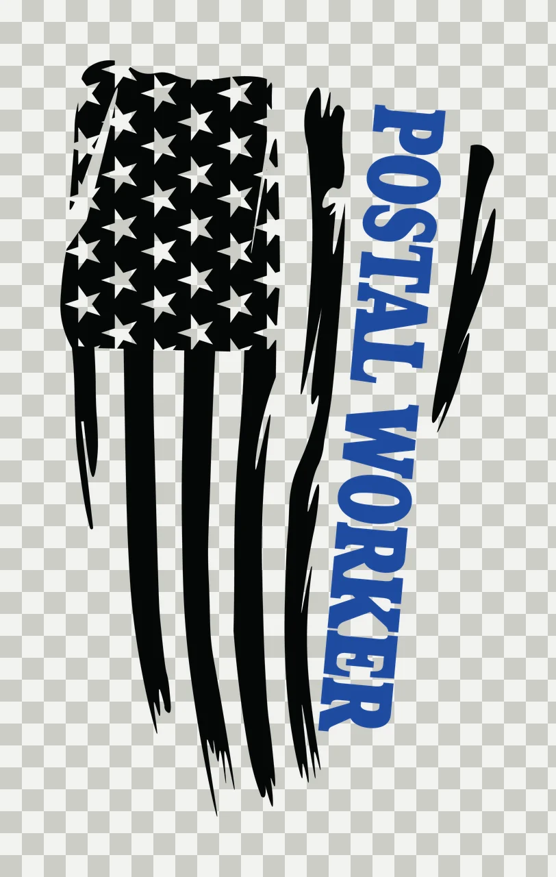 Postal Worker Flag Text With Distressed stars stripes silhouette transparency and detail preview thumbnail