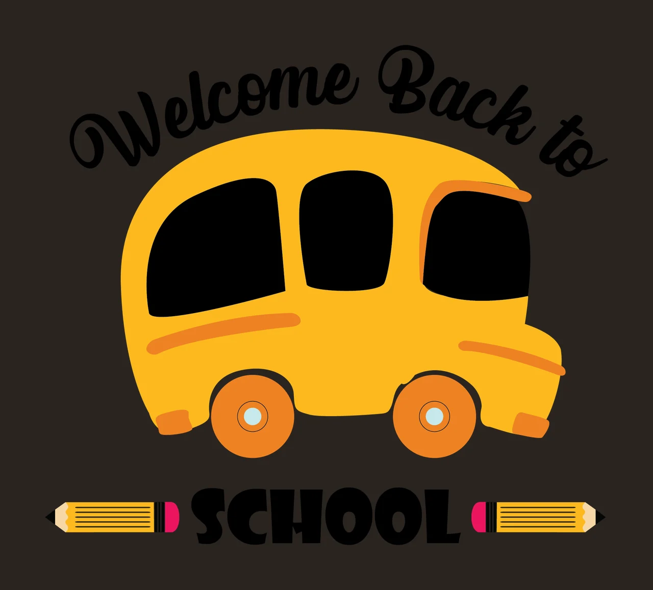 School Bus Silhouette pencils black white education 2 F16 back to Big contrast preview thumbnail