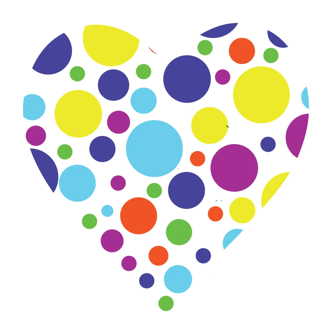 Heart With Circles And Outline In Black