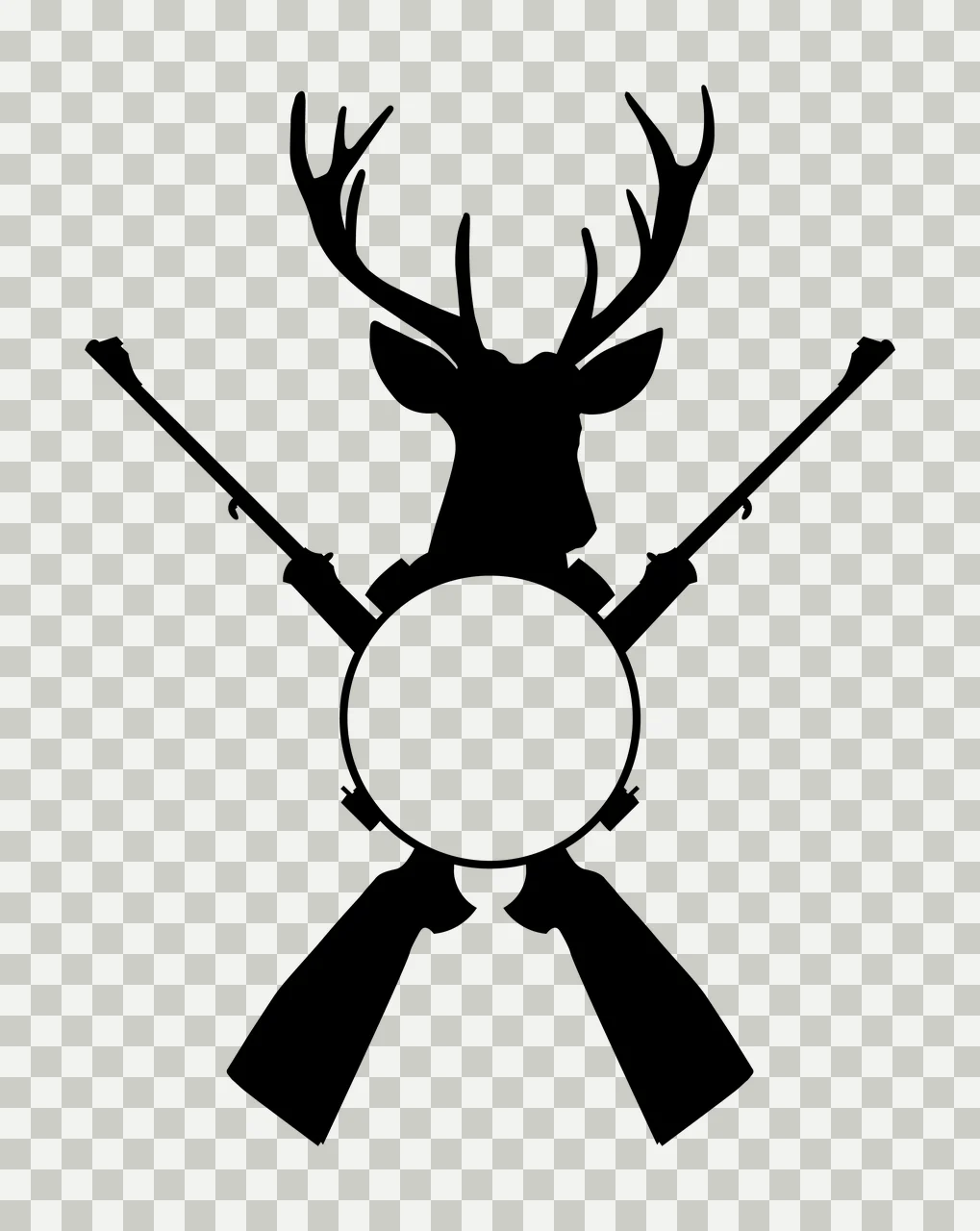 Deer Monogram Hunting Fishing Character 07 hunter buck antlers transparency and detail preview thumbnail