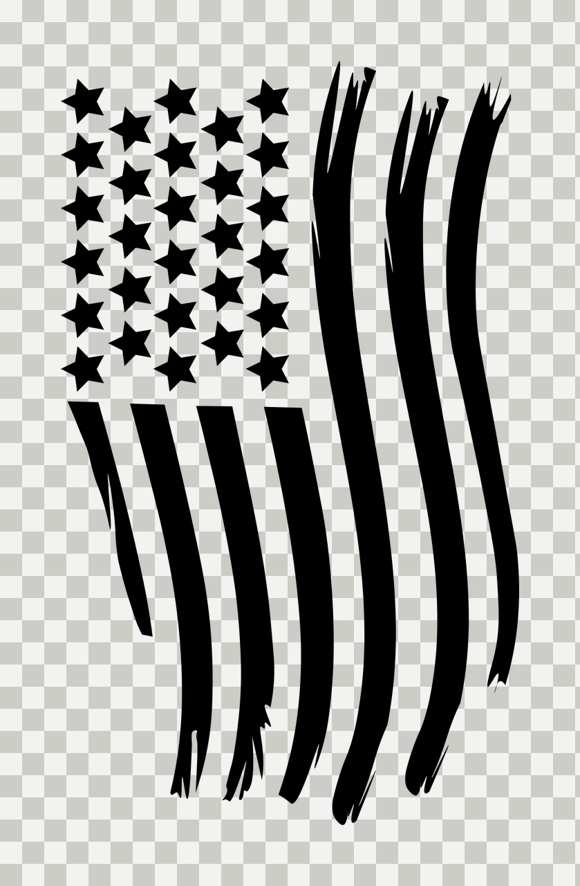 Black Flag Vertical Wavy Silhouette Design waving stars stripes transparency and detail preview thumbnail