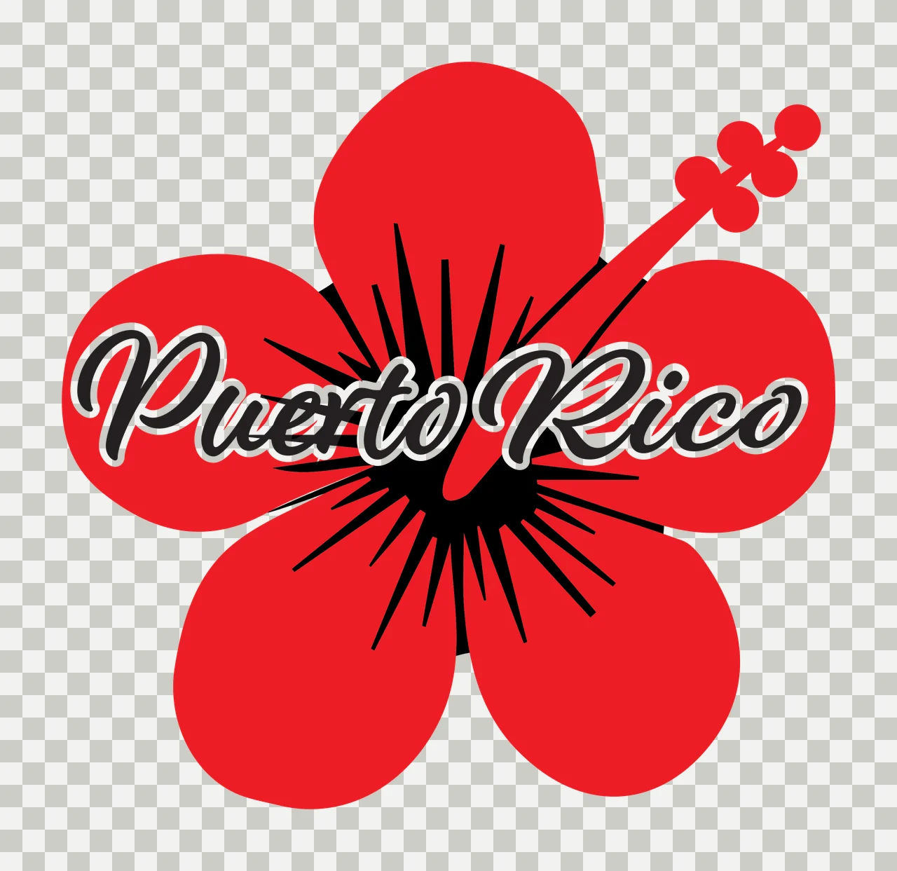 Puerto Rico Flower Graphic Silhouette petals stamen black petal transparency and detail preview thumbnail