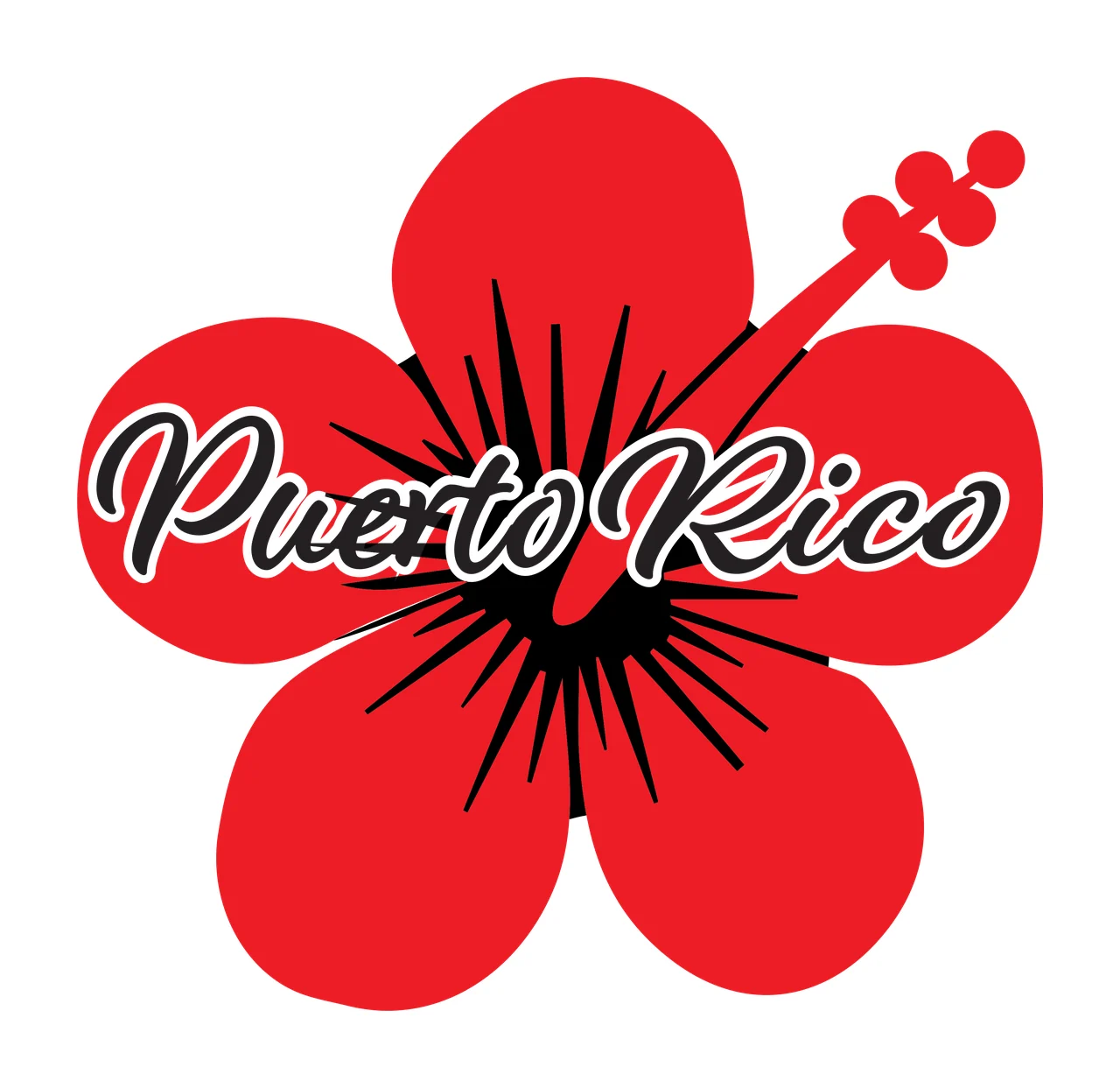 Puerto Rico Flower Graphic Silhouette petals stamen black petal