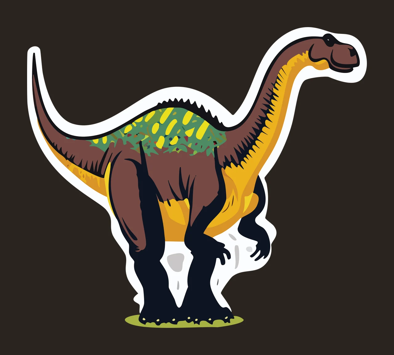 Dinosaur Silhouette With Long Neck standing tail body black contrast preview thumbnail
