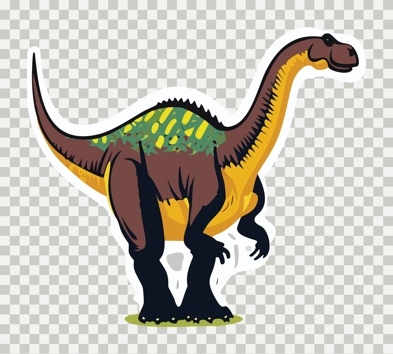Dinosaur Silhouette With Long Neck standing tail body black transparency and detail preview thumbnail