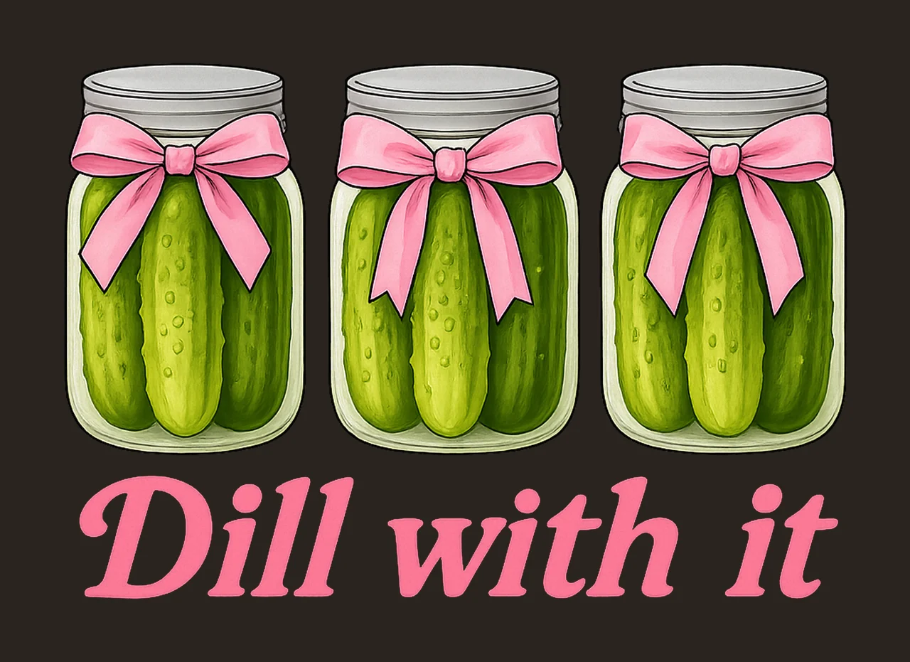 Coquette Dill With It Funny Pickle Lover Design Trendy Pink contrast preview thumbnail