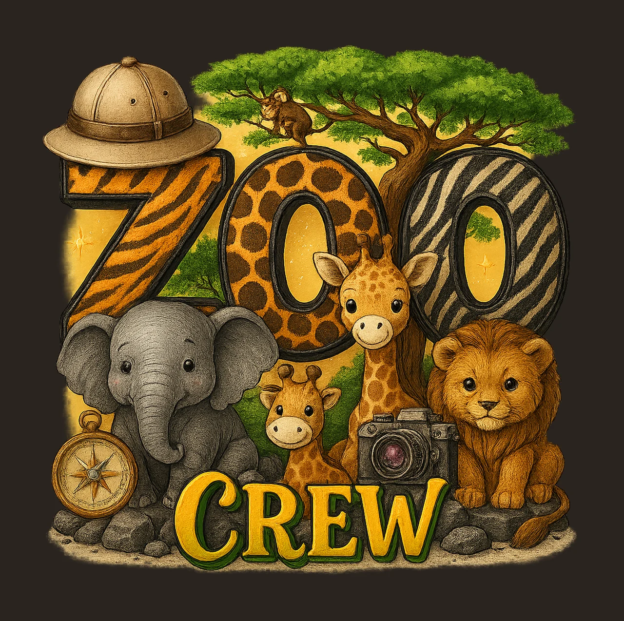 Safari Zoo Crew Sublimation Design Kids Giraffe Animal contrast preview thumbnail