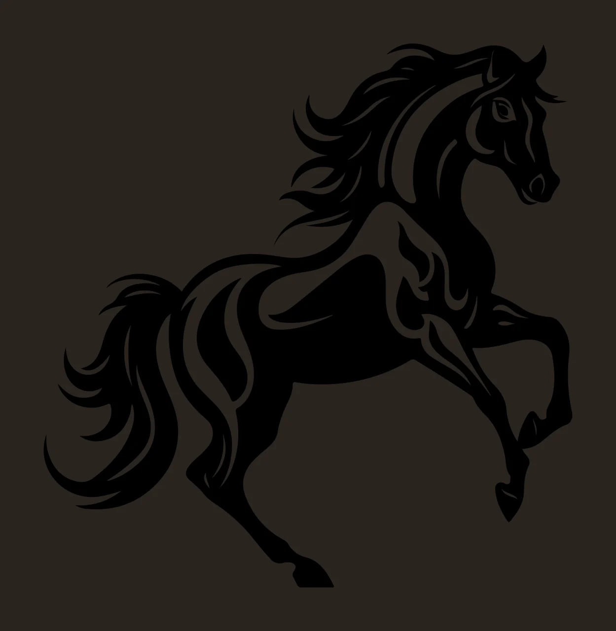 Horse Black Silhouette Of A Rearing mane tail white animal contrast preview thumbnail