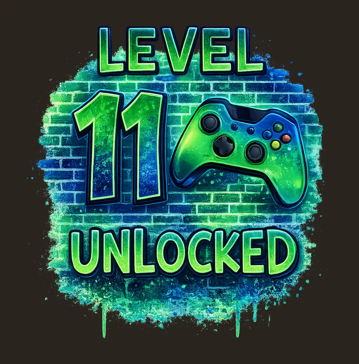 Level 11 Unlocked Birthday Gamer Birthday Design Airbrush contrast preview thumbnail