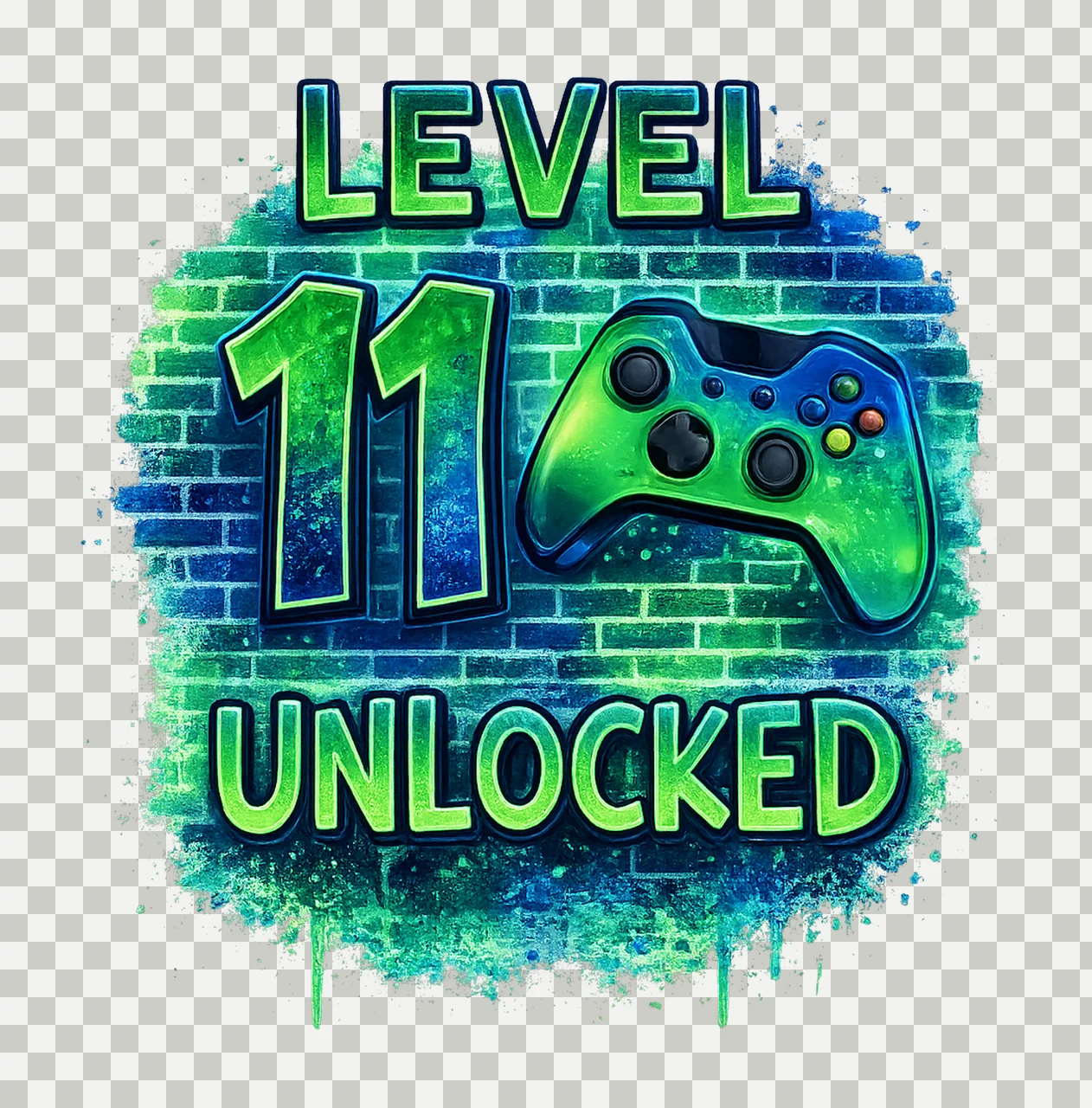 Level 11 Unlocked Birthday Gamer Birthday Design Airbrush transparency and detail preview thumbnail
