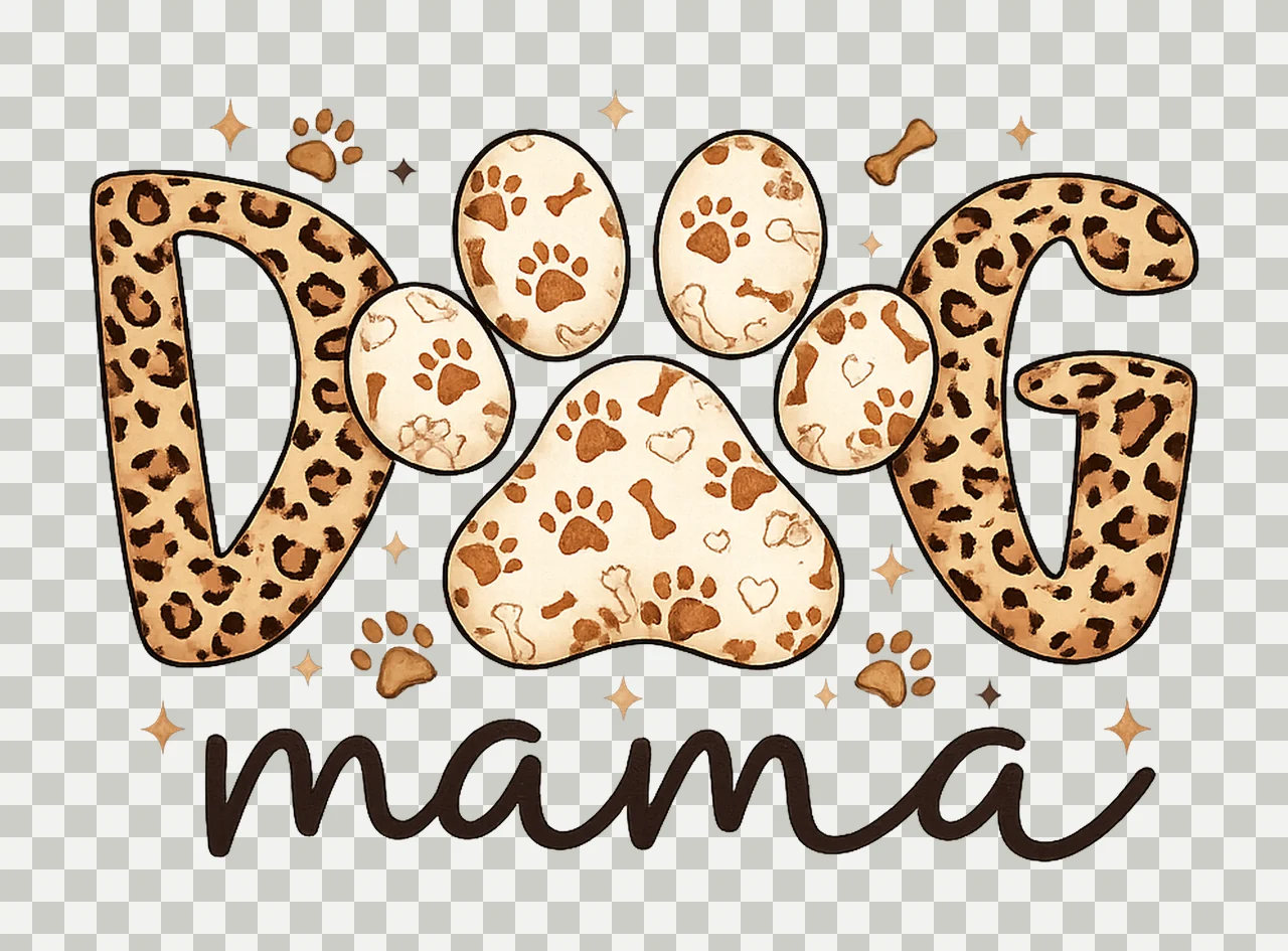 Dog Mama Mom Leopard Print Retro Dog Mom Design Mother Day transparency and detail preview thumbnail