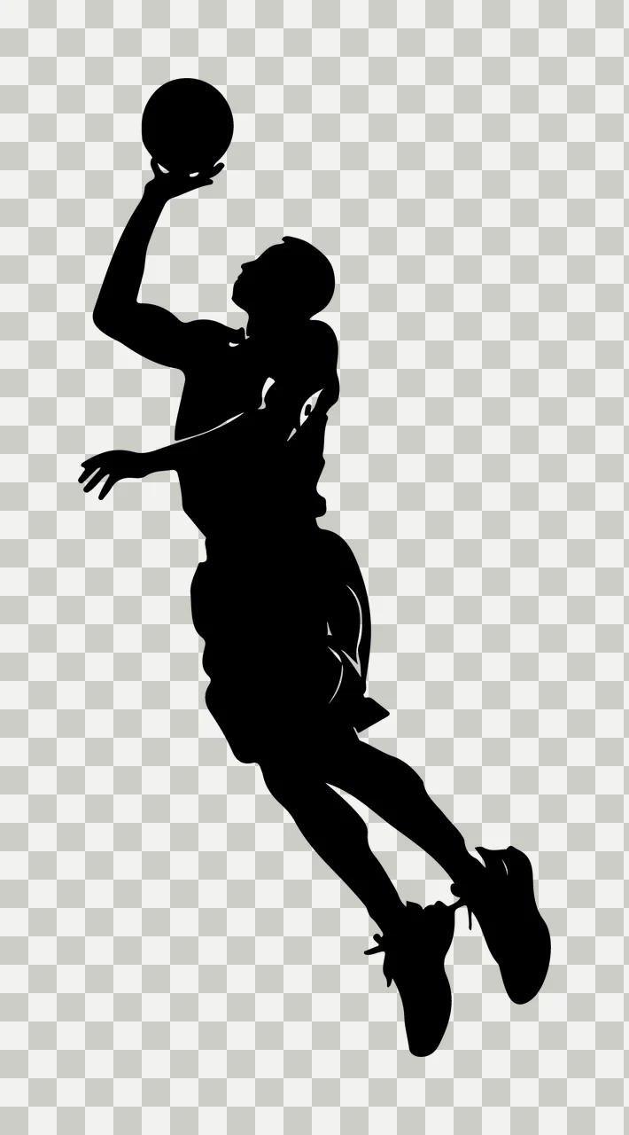 Player Black Silhouette Of A Basketball Jumping ball uniform transparency and detail preview thumbnail
