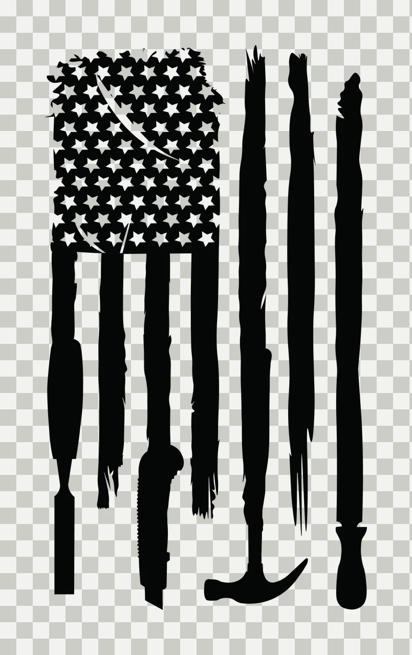 Flag Vertical Pattern With Tools Including Hammer utility knife transparency and detail preview thumbnail