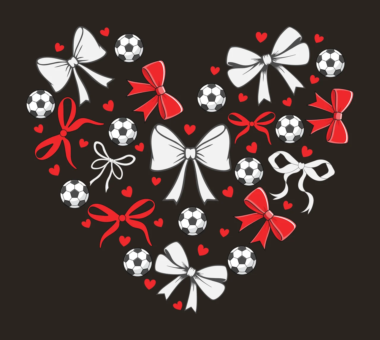 Hearts Bow Heart Shape Filled With Black Bows forming circles contrast preview thumbnail
