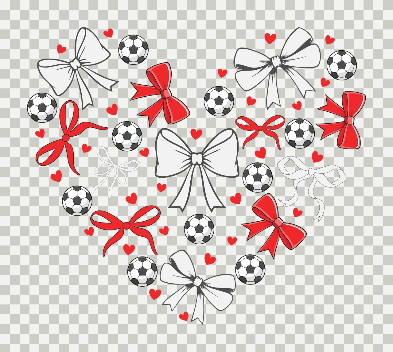 Hearts Bow Heart Shape Filled With Black Bows forming circles transparency and detail preview thumbnail