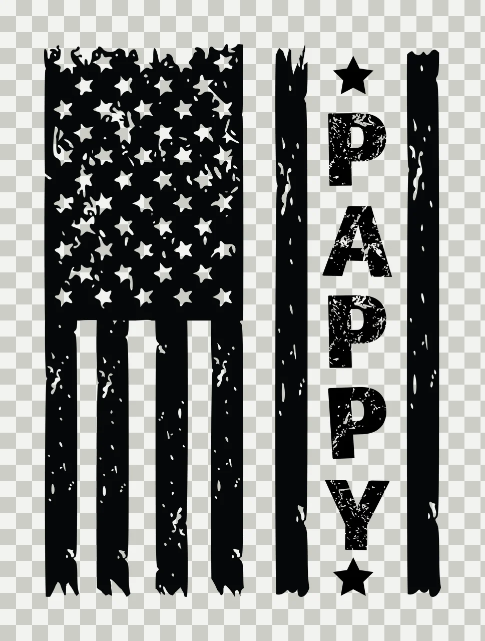 Pappy Flag Distressed Vertical Graphic With The Word stars transparency and detail preview thumbnail