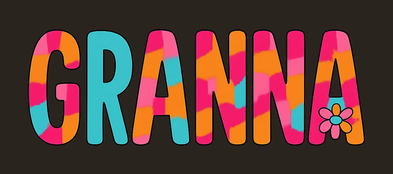 Granna Typography With Rounded Font And Daisy flower tie dye contrast preview thumbnail