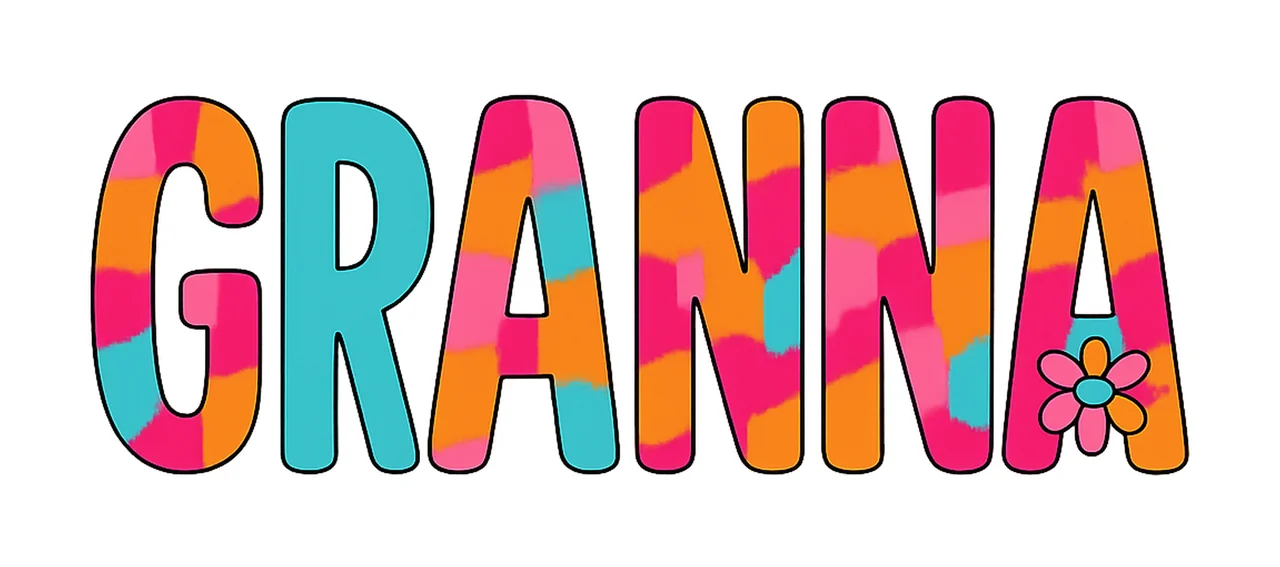 Granna Typography With Rounded Font And Daisy flower tie dye