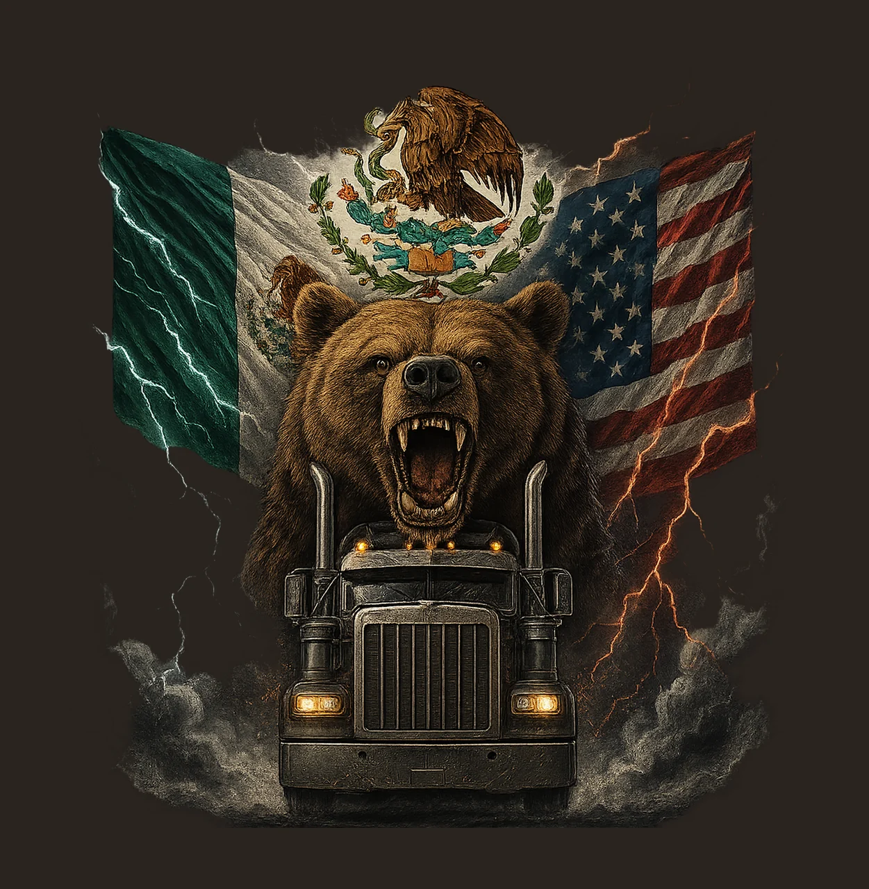Semi Truck Tumbler Wrap Mexican Flag Patriotic Trucker contrast preview thumbnail