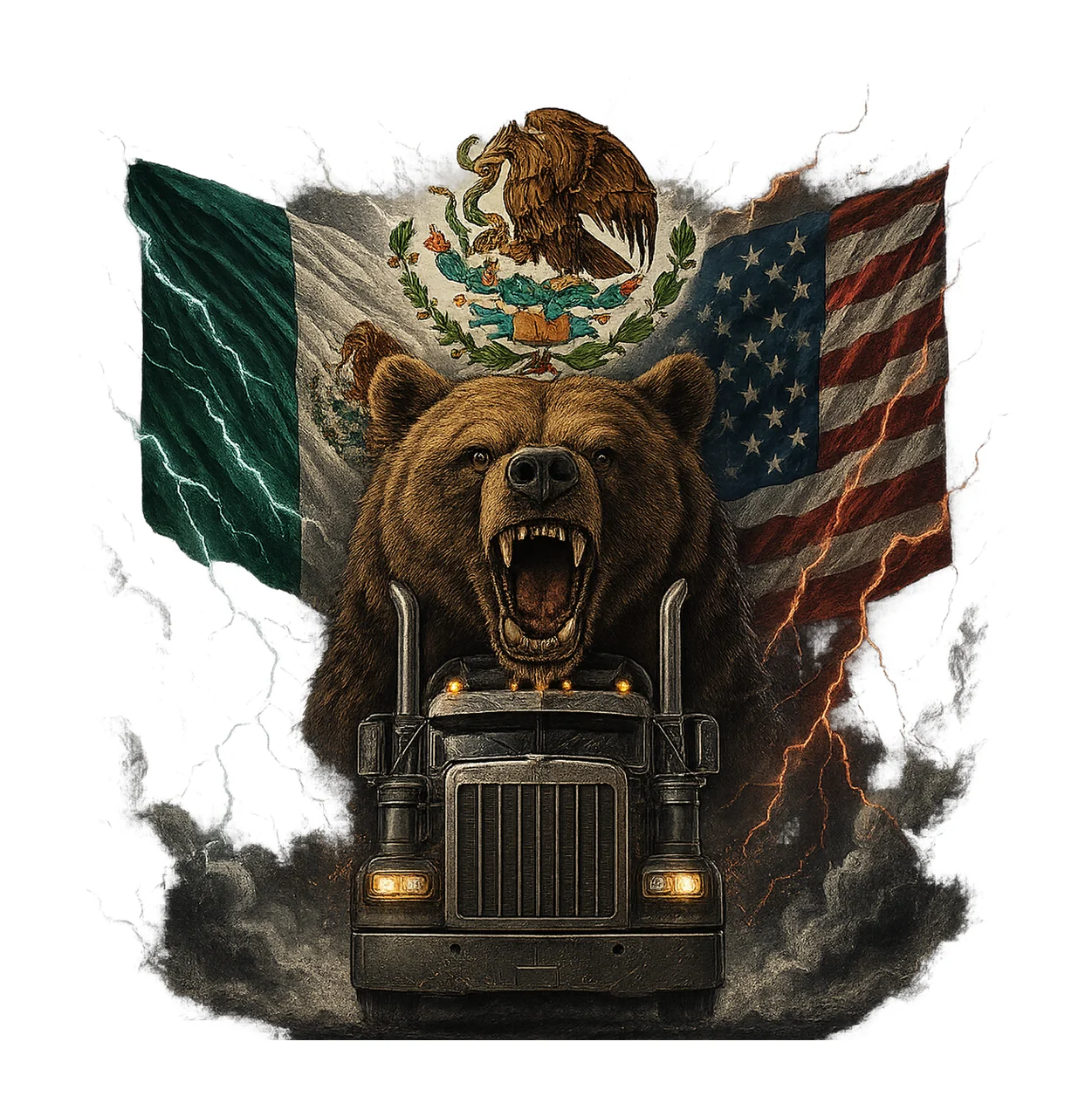 Semi Truck Tumbler Wrap Mexican Flag Patriotic Trucker