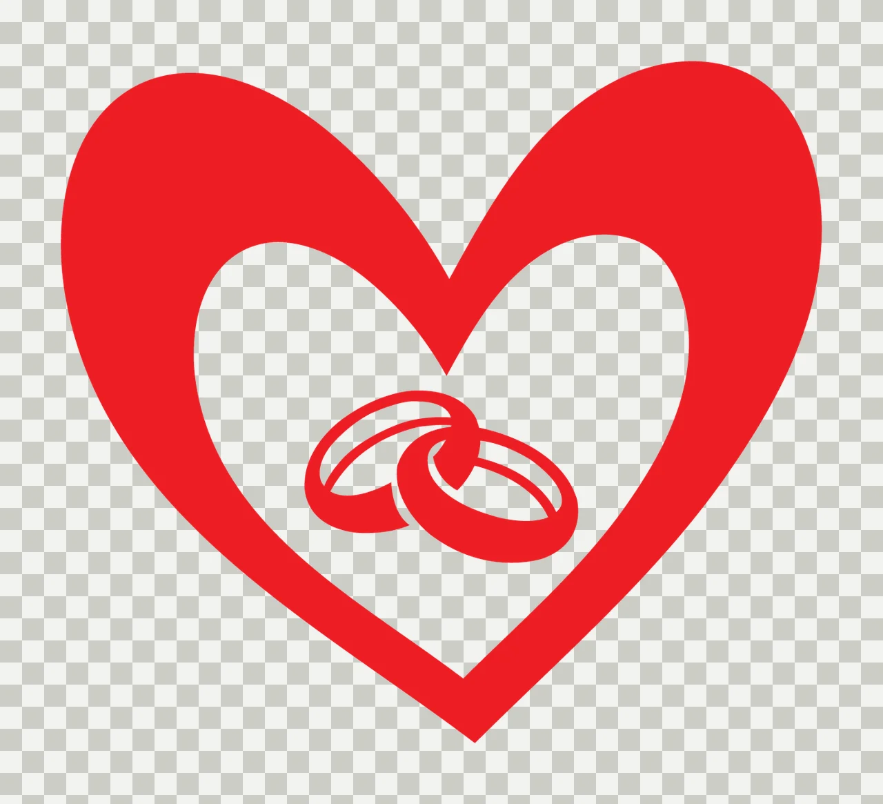 Wedding Rings Heart With Love And Silhouette transparency and detail preview thumbnail