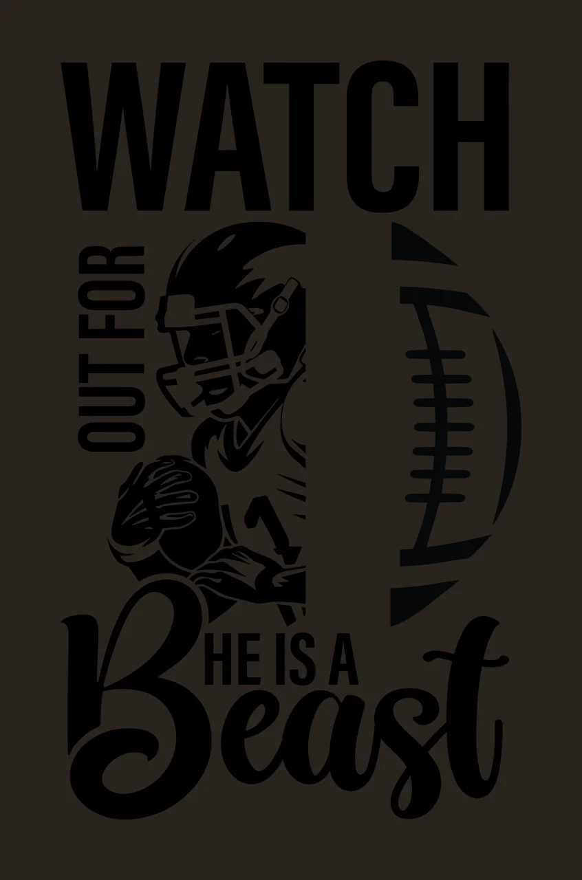 Watch Out For He Is A Beast Football player running black white contrast preview thumbnail